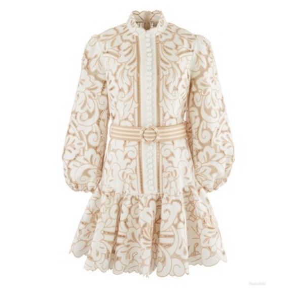Zimmermann Edie Embroidered Lace Mini Dress - Picture 1 of 14